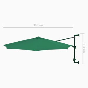 Umbrelă soare, montaj pe perete, tijă metalică, verde, 300 cm - Img 9