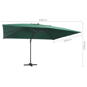 Umbrelă suspendată cu LED și stâlp aluminiu verde 400x300 cm - Img 9