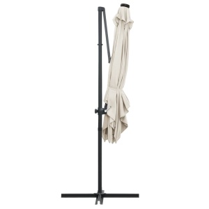 Umbrelă suspendată cu LED, stâlp din oțel, nisipiu, 250x250 cm - Img 5