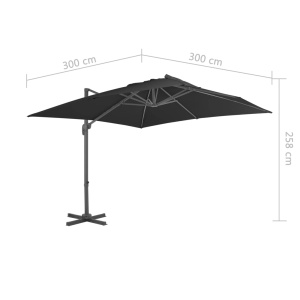 Umbrelă suspendată cu stâlp din aluminiu antracit 300x300 cm - Img 9