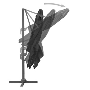 Umbrelă suspendată cu stâlp din aluminiu, negru, 3 x 3 m - Img 8