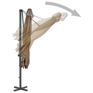 Umbrelă suspendată cu stâlp din aluminiu taupe 250x250 cm - Img 8