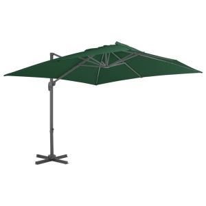 Umbrelă suspendată cu stâlp din aluminiu, verde, 400x300 cm