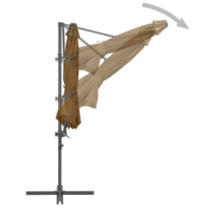 Umbrelă suspendată cu stâlp din oțel, gri taupe, 300 cm - Img 5