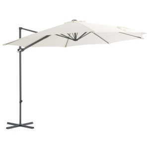 Umbrelă suspendată cu stâlp din oțel, nisipiu, 300 cm