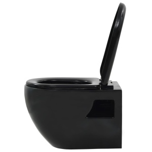 Vas de toaletă cu montare pe perete, ceramică, negru - Img 5
