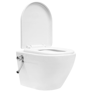 Vas WC suspendat fără ramă cu funcție de bideu, alb, ceramică - Img 7