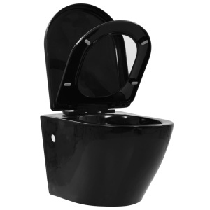 Vas WC suspendat fără ramă, negru, ceramică - Img 8