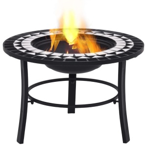 Vatră de foc cu mozaic, negru și alb, 68 cm, ceramică - Img 2