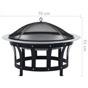 Vatră de foc de exterior cu grătar, 76 cm, oțel inoxidabil - Img 10