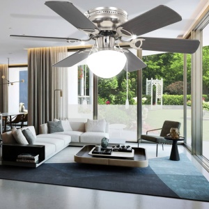 Ventilator tavan decorativ cu iluminare, 82 cm, maro inchis - Img 4
