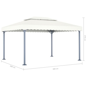 48062 Gazebo 400x300 cm Cream Aluminium - Img 5