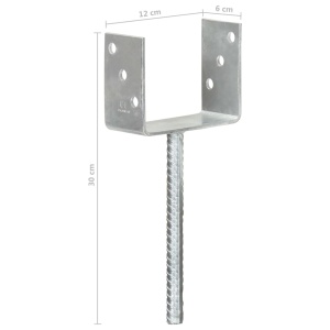 Ancore de gard, 6 buc., argintiu, 12x6x30 cm, oțel galvanizat - Img 6