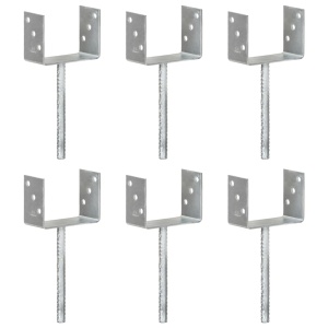 Ancore de gard, 6 buc., argintiu, 14x6x30 cm, oțel galvanizat
