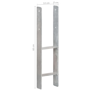 Ancore de gard, 6 buc., argintiu, 14x6x60 cm, oțel galvanizat - Img 6