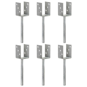 Ancore de gard, 6 buc., argintiu, 7x6x30 cm, oțel galvanizat