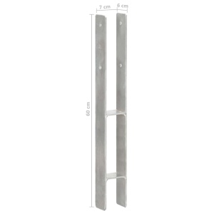 Ancore de gard, 6 buc., argintiu, 7x6x60 cm, oțel galvanizat - Img 6