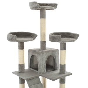 Ansamblu pentru pisici cu stâlpi funie sisal, 170 cm, gri - Img 7