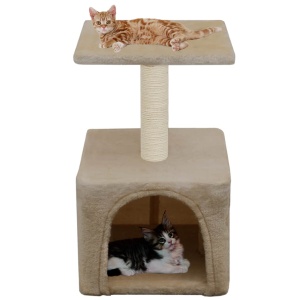 Ansamblu pentru pisici, stâlpi cu funie de sisal, 55 cm, bej