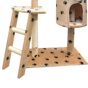 Ansamblu pisici cu funie sisal, 150 cm, imprimeu lăbuțe, bej - Img 3
