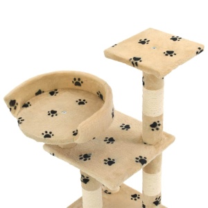Ansamblu pisici cu funie sisal, 65 cm, imprimeu lăbuțe, bej - Img 4