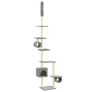 Ansamblu pisici, stâlpi funie sisal, 260 cm Gri - Img 2