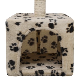 Ansamblu pisici, stâlpi funie sisal 55 cm, imprimeu lăbuțe, bej - Img 6