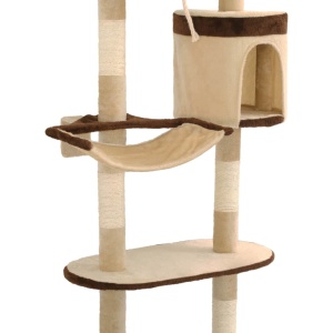 Ansamblu pisici, stâlpi sisal, montare perete, 194 cm, bej/maro - Img 6
