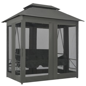 Balansoar extensibil cu copertină antracit 220x160x240 cm oțel - Img 4