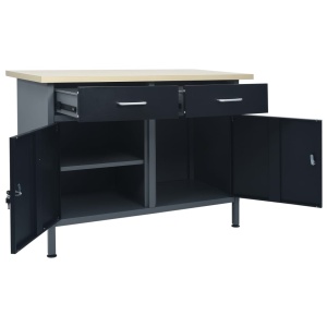 Banc de lucru, negru, 120 x 60 x 85 cm, oțel - Img 5