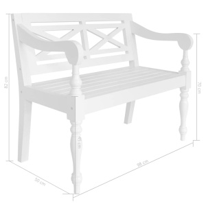 Bancă Batavia, alb, 98 cm, lemn masiv mahon - Img 5