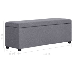 Bancă, compartiment de depozitare, gri deschis 116 cm poliester - Img 9