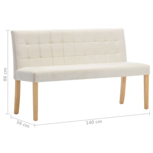 Bancă, crem, 140 cm, material textil - Img 6