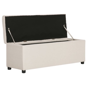Bancă cu compartiment de depozitare, crem, 116 cm, poliester - Img 5