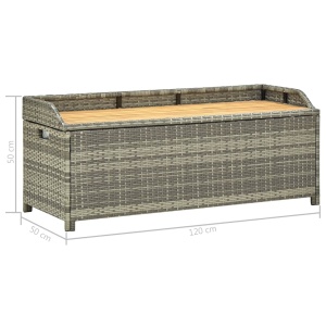 Bancă de depozitare pentru grădină, gri, 120 cm, poliratan - Img 7