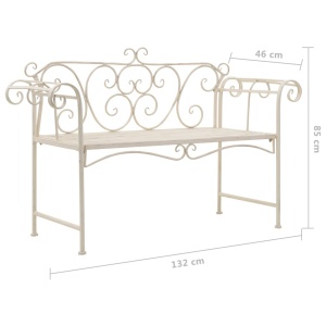 Bancă de grădină, alb vintage, 132 cm, metal - Img 6