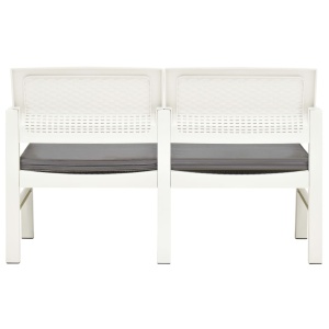 Bancă de grădină cu 2 locuri cu perne, alb, 120 cm, plastic - Img 7