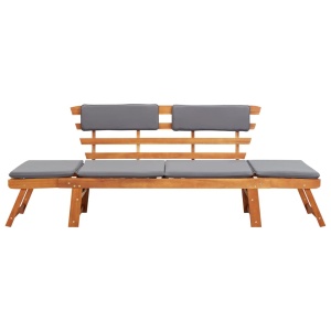 Bancă de grădină cu perne 2-in-1, 190 cm, lemn masiv de acacia - Img 2