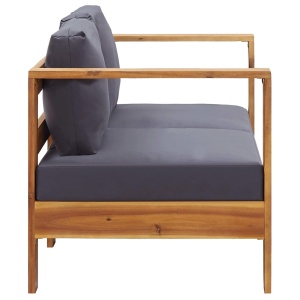 Bancă de grădină cu perne, gri, 140 cm, lemn masiv de acacia - Img 3