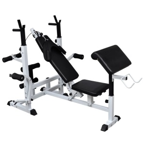 Bancă de greutăți cu raft și set de haltere și gantere, 120 kg - Img 3