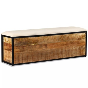 Bancă depozitare 3 sertare, lemn masiv de mango, 120x30x40 cm - Img 11