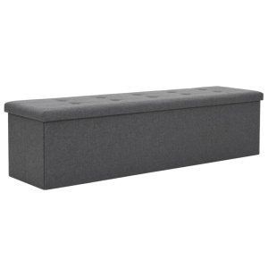 Bancă depozitare pliabilă, aspect pânză 150x38x38cm, gri inchis