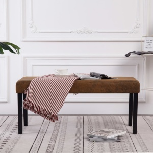 Bancă, maro, 106 cm, piele intoarsă ecologică