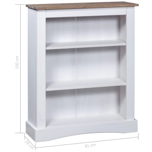 Bibliotecă 3 rafturi stil mexican Corona, alb 81x29x100 cm, pin - Img 5