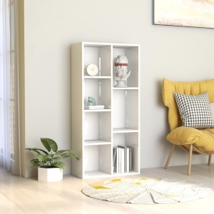 Bibliotecă, alb extralucios, 50 x 25 x 106 cm, PAL