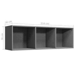 Bibliotecă/Comodă TV, gri, 36 x 30 x 114 cm, PAL - Img 11
