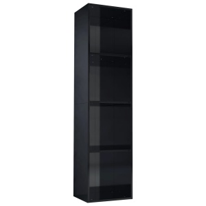 Bibliotecă/Comodă TV, negru lucios, 36 x 30 x 143 cm, PAL - Img 2