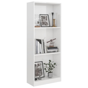 Bibliotecă cu 3 rafturi, alb lucios, 40 x 24 x 108 cm, PAL - Img 3