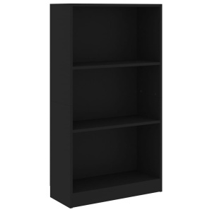 Bibliotecă cu 3 rafturi, negru, 60 x 24 x 108 cm, PAL - Img 2