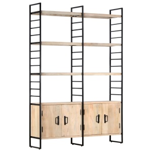Bibliotecă cu 4 rafturi, 124 x 30 x 180 cm, lemn masiv de mango - Img 10